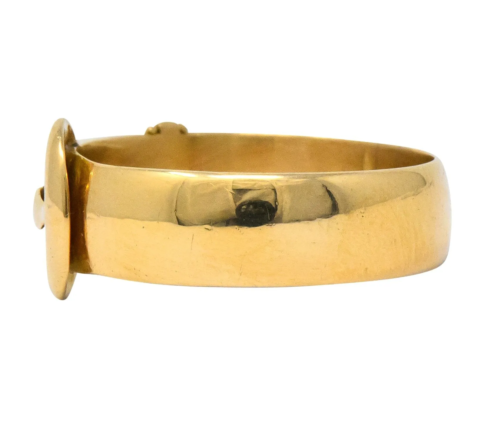 Walker & Hall Victorian Old Mine Diamond 18 Karat Gold Buckle Band Ring