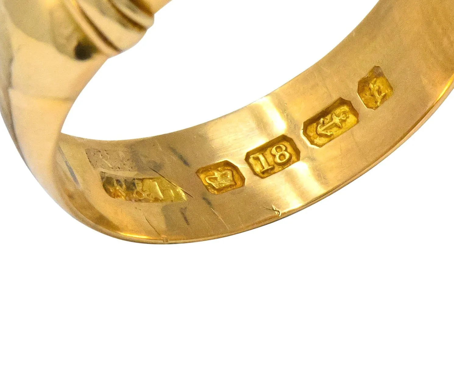 Walker & Hall Victorian Old Mine Diamond 18 Karat Gold Buckle Band Ring