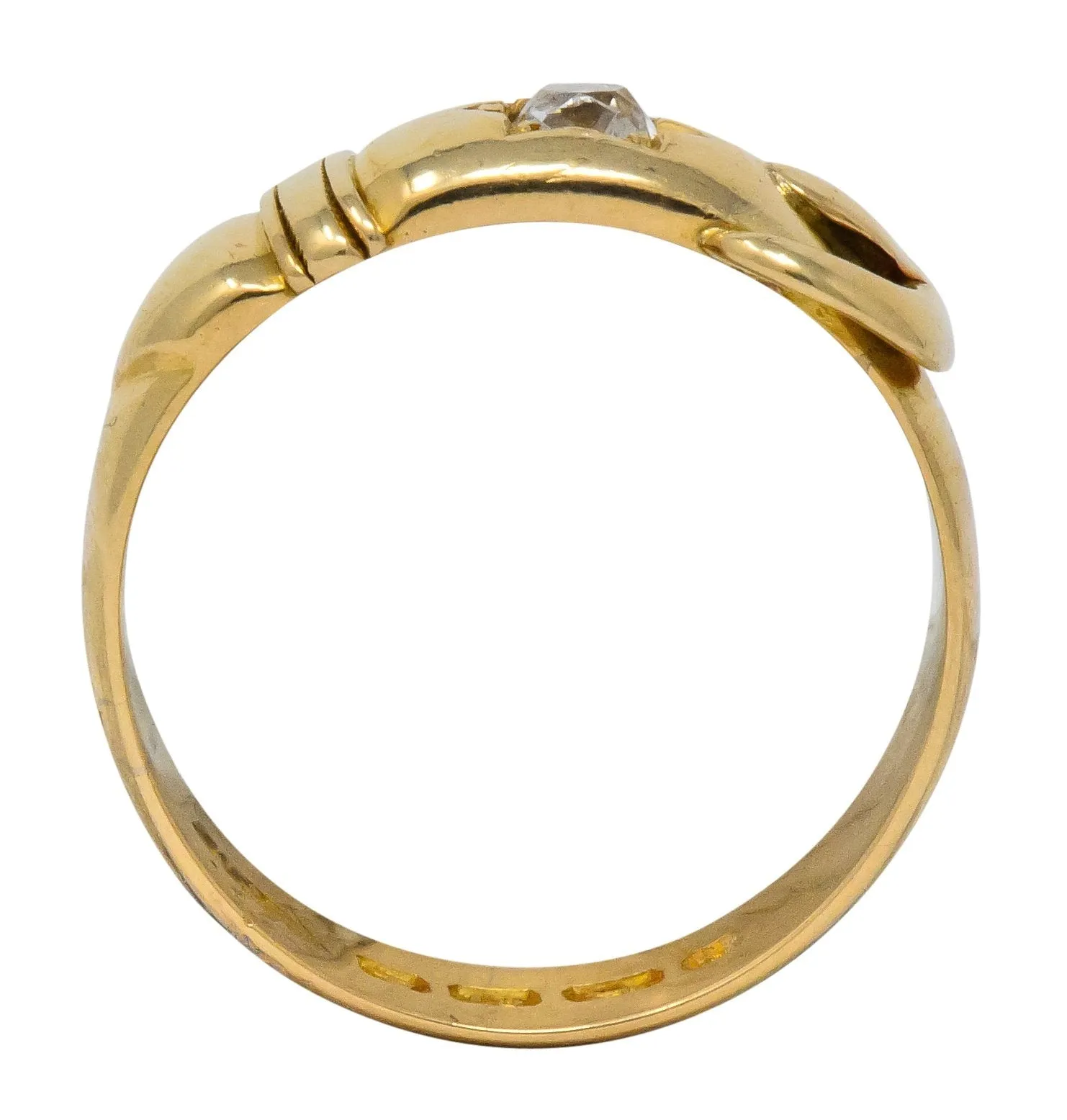 Walker & Hall Victorian Old Mine Diamond 18 Karat Gold Buckle Band Ring