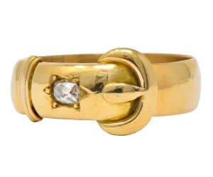 Walker & Hall Victorian Old Mine Diamond 18 Karat Gold Buckle Band Ring
