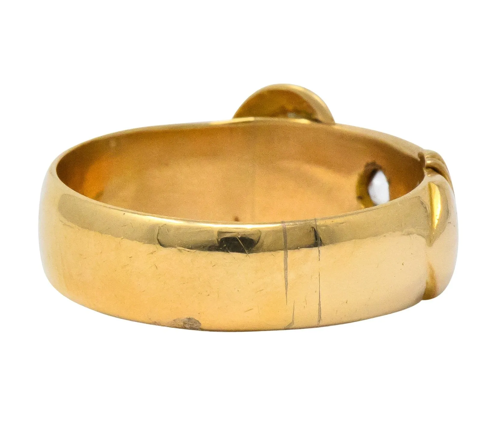 Walker & Hall Victorian Old Mine Diamond 18 Karat Gold Buckle Band Ring