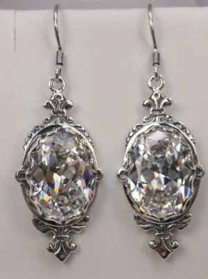 White Cubic Zirconia (CZ) Pin Earrings, Rose Gold plated or Sterling Silver, Stylish Victorian Jewelry Design#E18