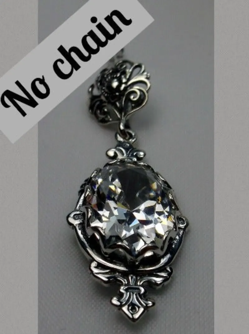 White Cubic Zirconia (CZ) Pin Pendant, Rose Gold plated or Sterling Silver, Stylish Victorian Jewelry Design#P18