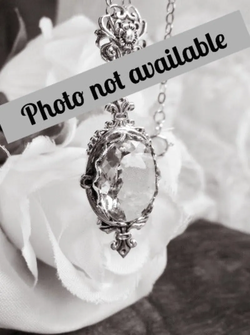 White Cubic Zirconia (CZ) Pin Pendant, Rose Gold plated or Sterling Silver, Stylish Victorian Jewelry Design#P18