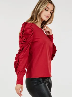 WOMEN'S LONG PUFF SLEEVE DETAILED BLOUSE