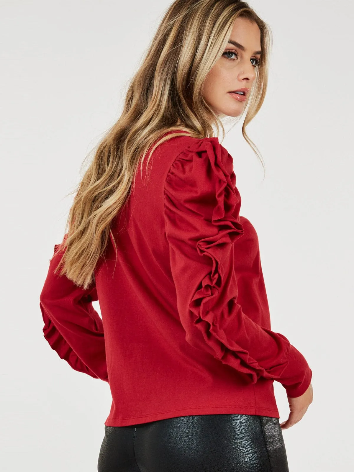 WOMEN'S LONG PUFF SLEEVE DETAILED BLOUSE