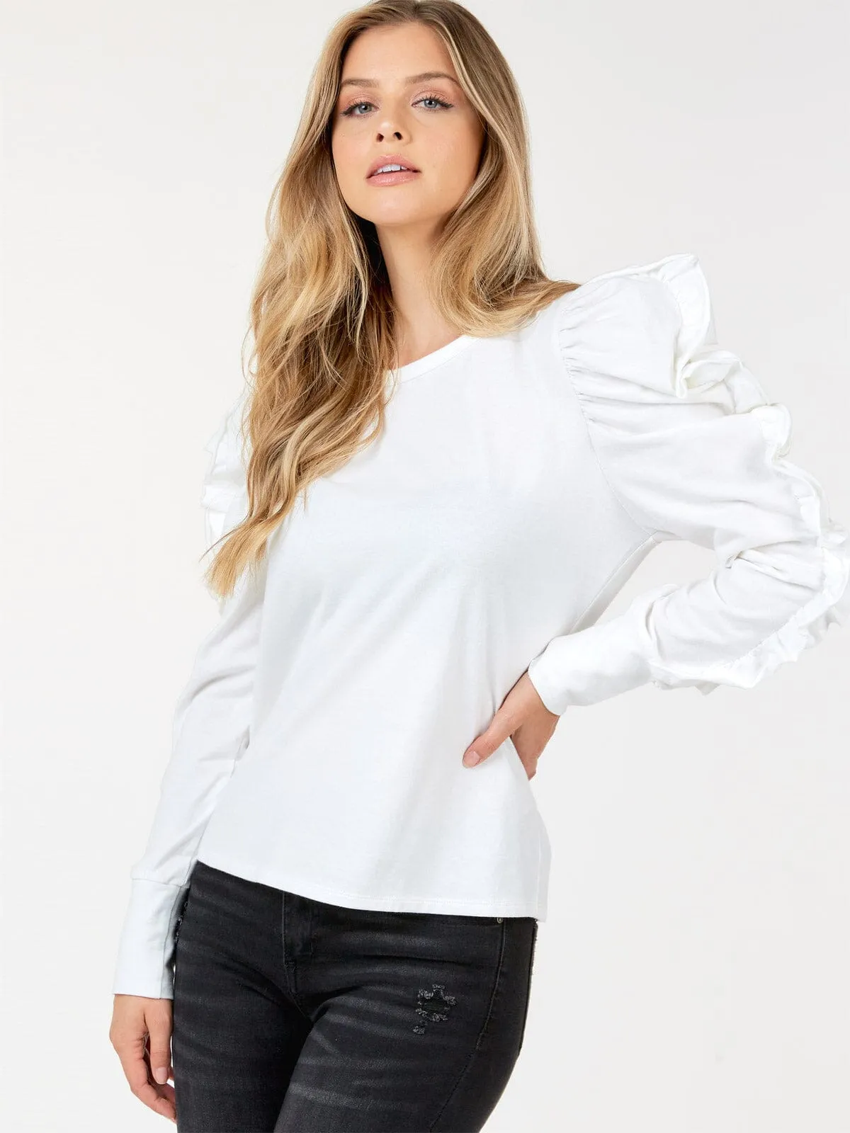 WOMEN'S LONG PUFF SLEEVE DETAILED BLOUSE