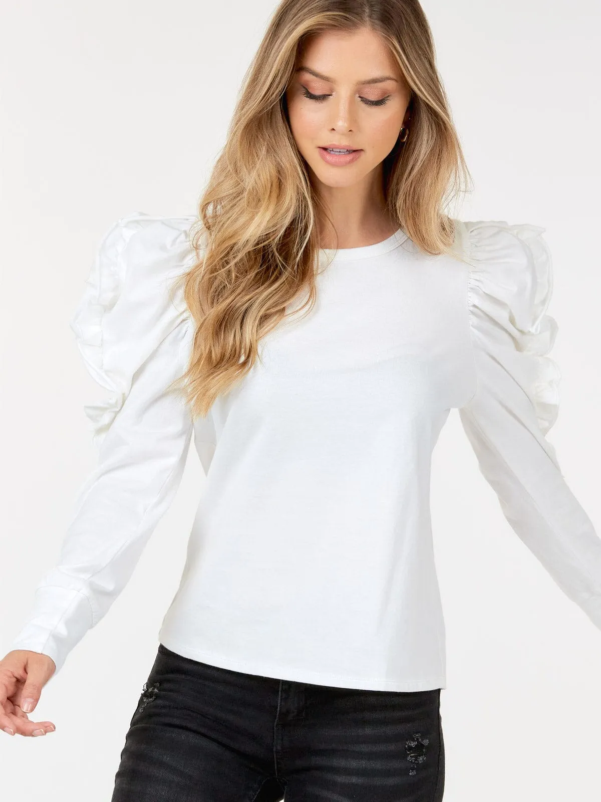 WOMEN'S LONG PUFF SLEEVE DETAILED BLOUSE