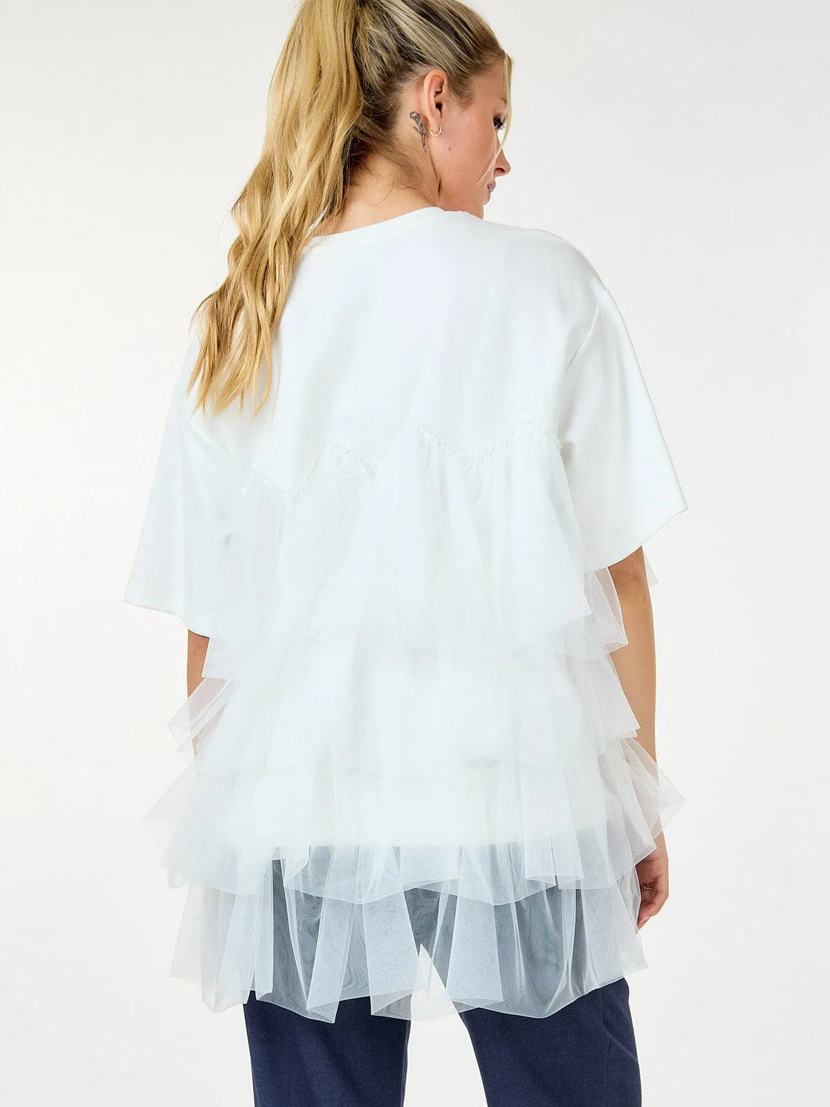WOMEN'S SHORT SLEEVE RUFFLE TIERED  DETAILED BLOUSE