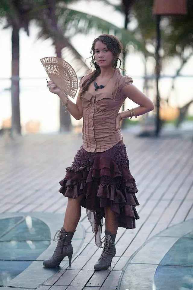 WOMENS TOP - Steampunk, Blouse, One Size, Open back, Corset Back, Festival Clothing, Boho, Burning Man, Victorian Era, Sally Sue,